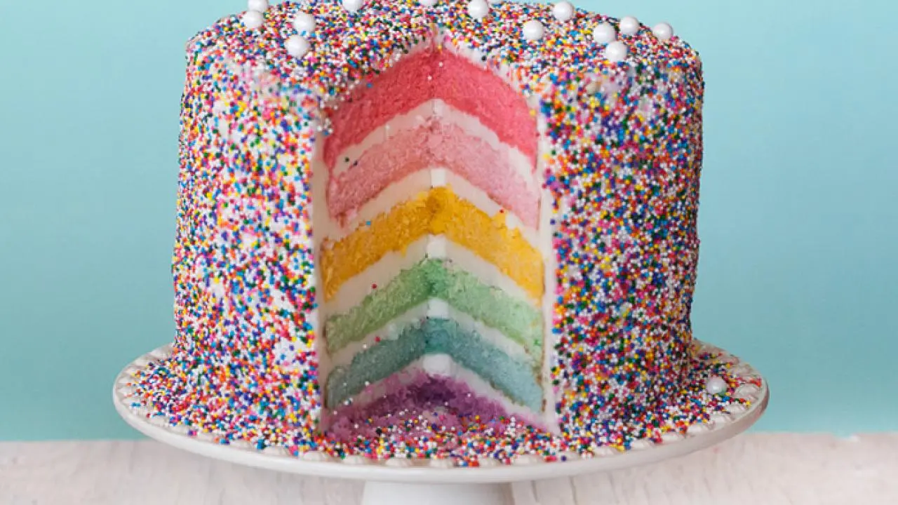 Rainbow Layer Cake Recipe | Jackie Alpers | Food Network