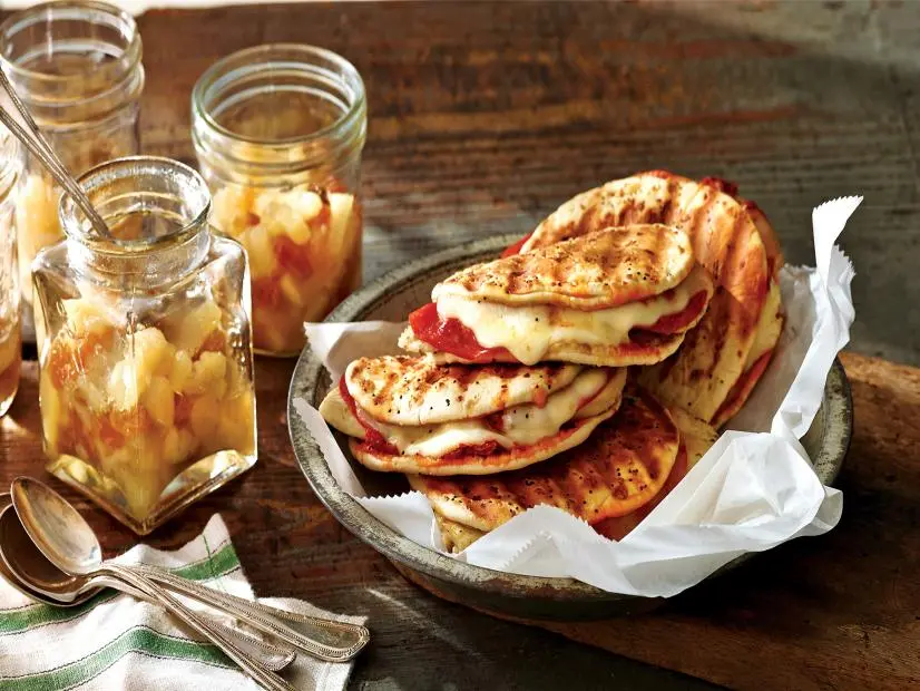 Chicken Pizziola Panini w Green Tea Spiced Pears, Shot at photo Studio on May 2014 for Sept Aprons recipe cards.