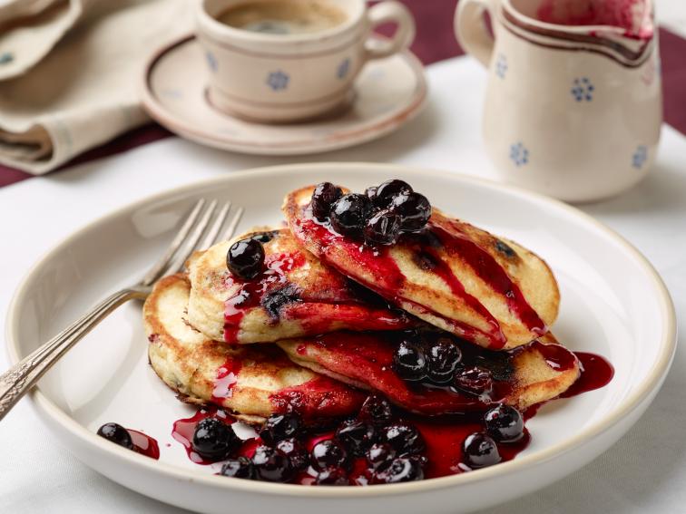 Hotcakes with Delicious Blueberry Compote Recipe Curtis Stone Food