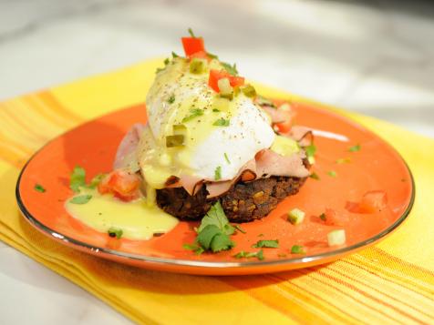 Sunny's Black Bean and Ham Eggs Benedict