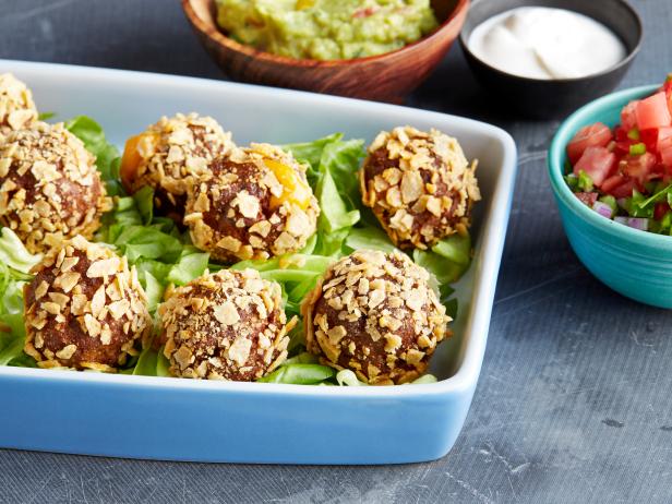 Food Network Kitchen's Cheesy Stuffed Taco Meatballs for Food Network