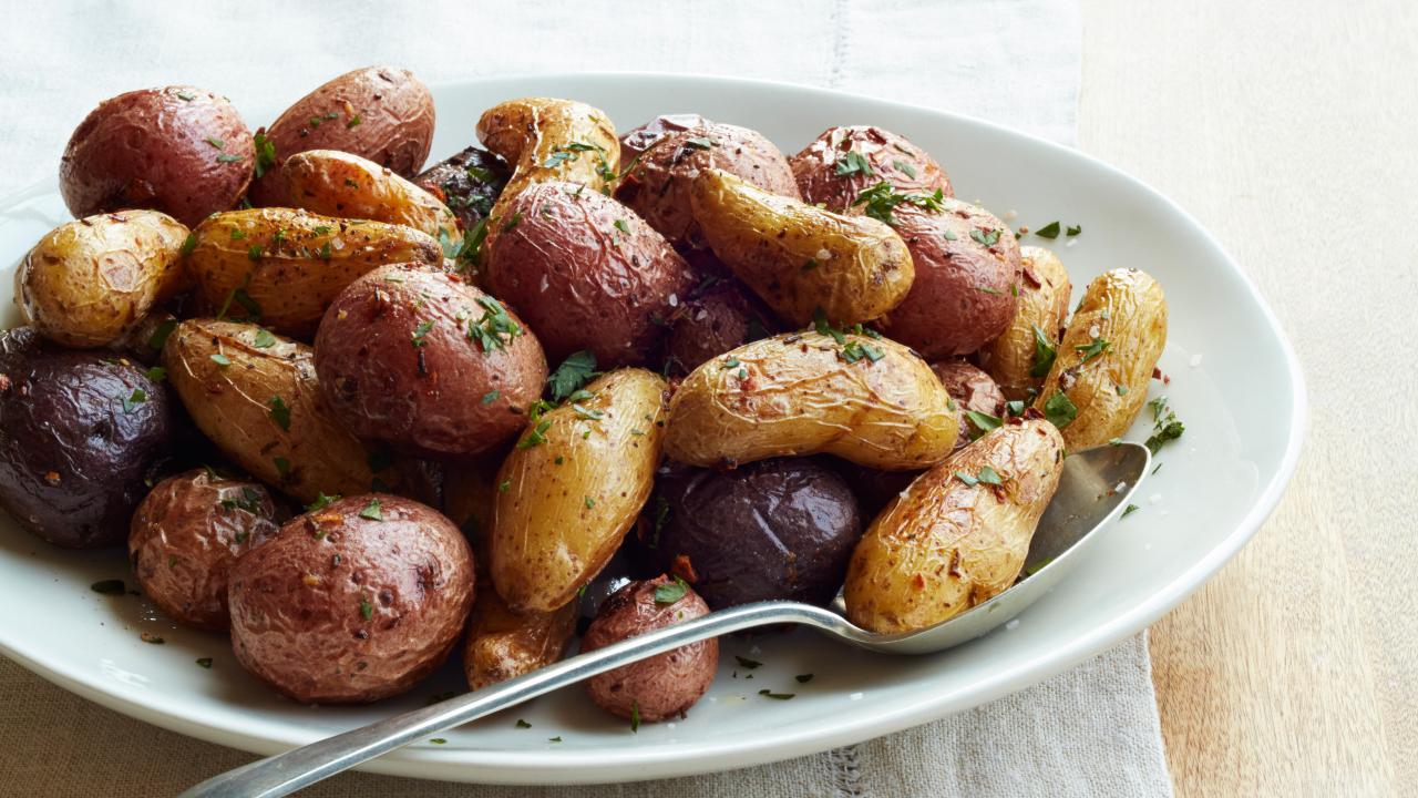 Roasted new potatoes with rosemary garlic dip - Lazy Cat Kitchen