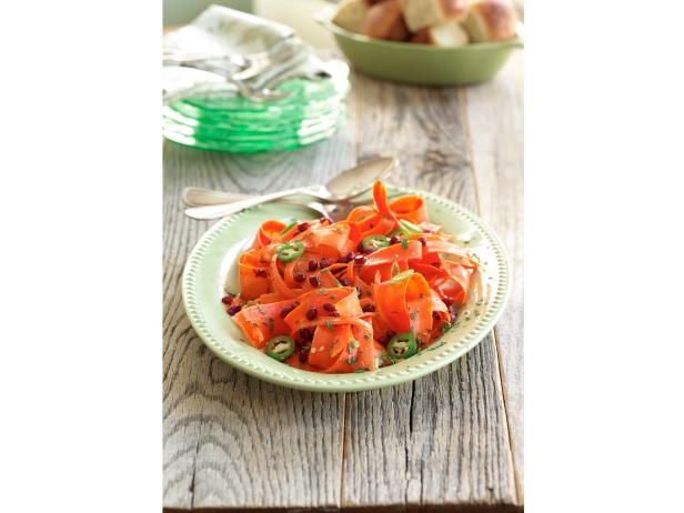 Carrot Ribbons with Pomegranate Dressing