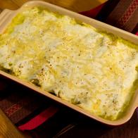 Food beauty of enchiladas suiza, as seen on Food Network’s The Kitchen, Season 4.