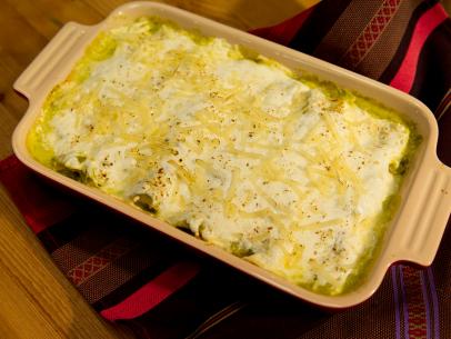 Food beauty of enchiladas suiza, as seen on Food Network’s The Kitchen, Season 4.