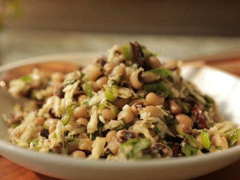 Black Eyed-Pea Salad with Fried Kalamata Olives and Parsnip