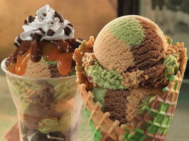 First Class Camouflage Layered Sundae and First Class Camouflage Ice Cream