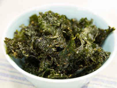 Food beauty of kale chips, as seen on Food Networkâ  s The Kitchen, Season 4.