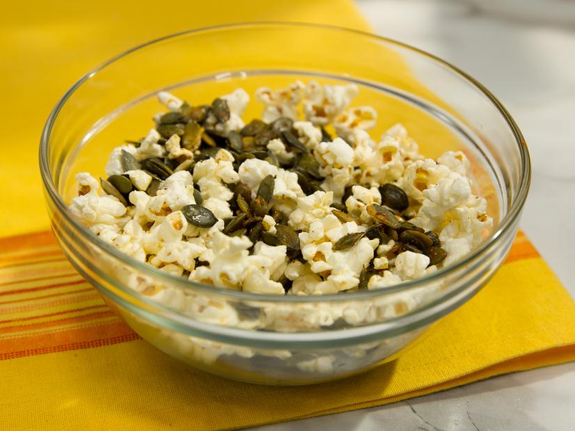 Food beauty of popcorn and pumpkin seeds, as seen on Food Networkâ  s The Kitchen, Season 4.