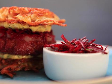 Corned Beef Burgers with Latke Buns