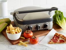 10 Things To Do With A Panini Pressâ   PERFECTLY REHEATED PIZZAâ   BORNAGAINFRIESâ   TWOMINUTEBACONâ   HASH BROWNS FOR A CROWDâ   UPDATED WEDGE SALADâ   ROAST CHICKEN, ANYTIMEâ   FLATBREAD IN A FLASHâ   GRILLED FRUITâ   KEBABEDANYTHINGâ   INDOOR CORNONTHECOB