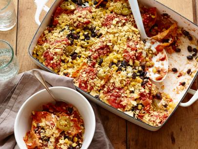 FROM THE PANTRY: MEXICAN BEAN, RICE AND CORN BAKE
Food Network Kitchen
Converted White Rice, Tomatoes, Chili Powder, White Vinegar, Chipotle en Adobo, Corn
Tortilla Chips, Black Beans, Corn, Cream Corn, Salsa, Pickled Jalapenos