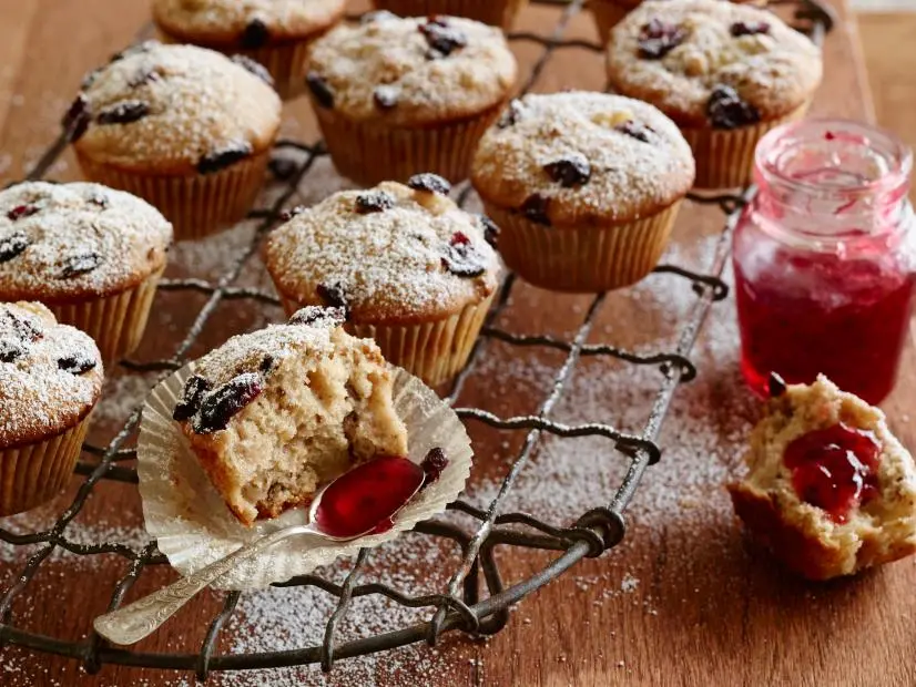FROM THE PANTRY: VEGAN PEARCRANBERRY
AND PECAN MUFFINS
Food Network Kitchen
Pecans, Walnuts, or Almonds, AllPurpose
Flour, Cornstarch, Baking Powder, Ground
Cinnamon, Ground Ginger, Pears Packed in Syrup, Vegetable Oil, Sugar, Vanilla Extract,
Dried Cranberries, Cherries, or Raisins, Confectioners’ Sugar