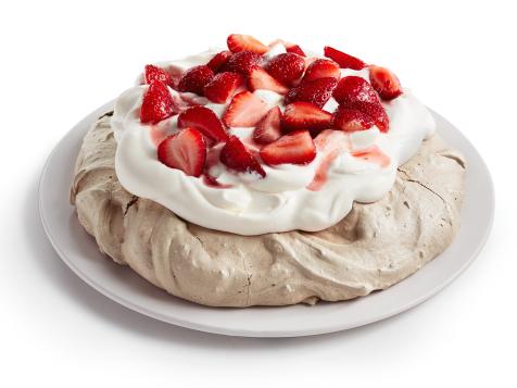 Chocolate Pavlova with Strawberries and Cream