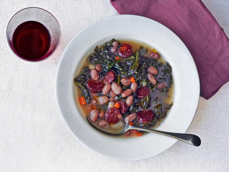 Spanish Chorizo, Kale and Cranberry Bean Soup Recipe Bobby Flay