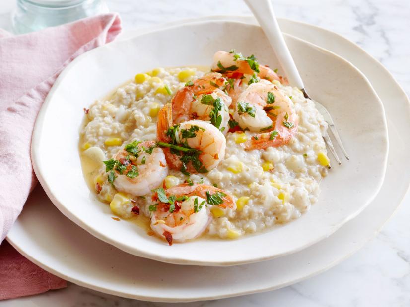 Shrimp with Whole Grain Corn-Oat Risotto Recipe | Food Network Kitchen ...
