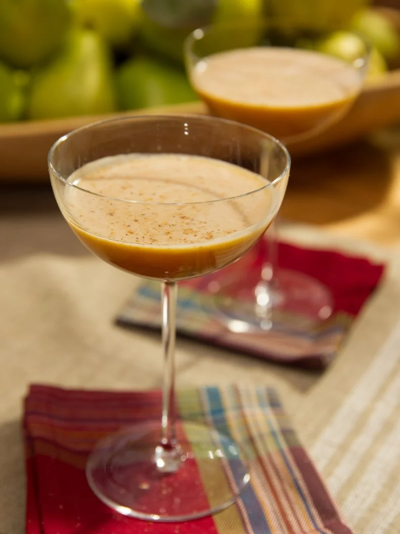 Food Beauty of pumpkin flip cocktail, during a holiday theme episode, as seen on Food Network’s The Kitchen, Season 4.