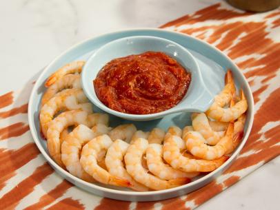 Food beauty of shrimp cocktail sauce from a Holiday theme episode, as seen on Food Network’s The Kitchen, Season 4.