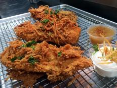 The creative forces behind Sticky’s Finger Joint, NYC’s unusual chicken-strip mecca, came up with the perfect way to celebrate Hanukkah: a latke-chicken finger hybrid they’re calling The Latka.