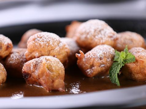 Bananas Foster Beignets with Cafe Brulot Creme Anglaise