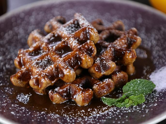 Gingerbread Pumpkin Waffles with ButtermilkRum Caramel Syrup Recipe