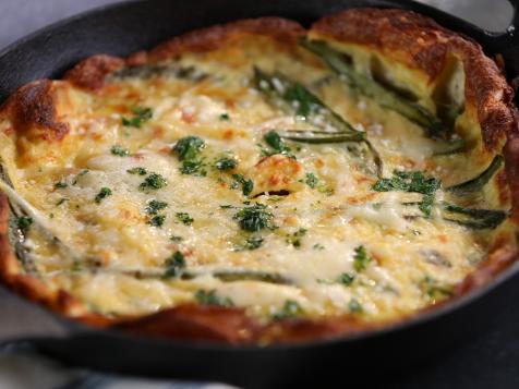 Asparagus and Cheese Popover with Spicy Herb Oil