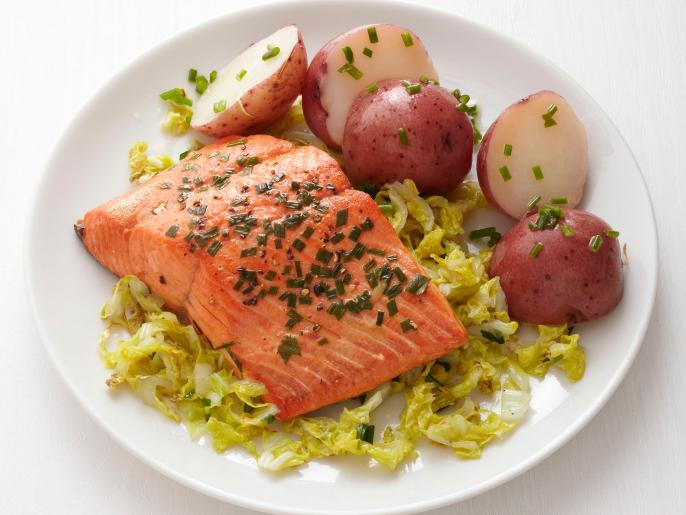 Chive-Coriander Salmon and Cabbage Recipe | Food Network Kitchen | Food ...
