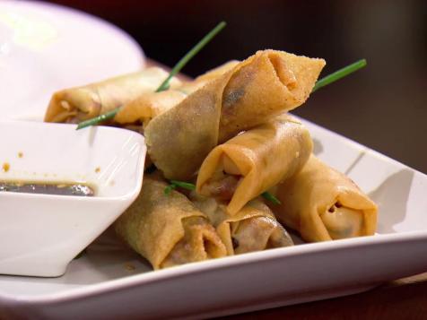 Shrimp and Brussels Sprout Spring Rolls with Sesame Ginger Dipping Sauce
