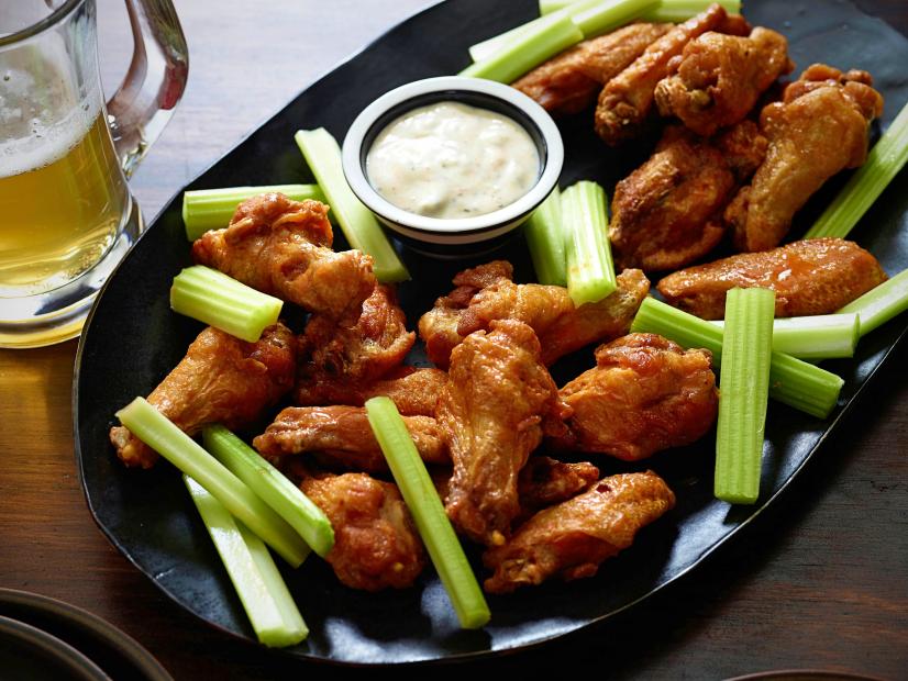 Buffalo Wings with Spicy Blue Cheese Sauce Recipe | Food Network ...