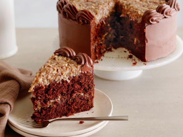 German Chocolate Snack Cake With Coconut-Pecan Frosting