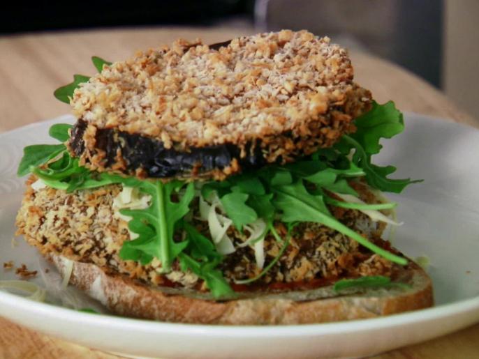 Crispy Eggplant and Portobello Mushroom and Cheese Sandwiches Recipe