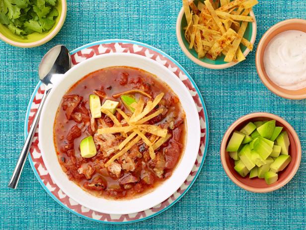 Grilled Chicken Tortilla Soup With Tequila Crema Recipe Guy Fieri Food Network