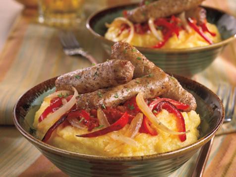 Turkey Sausage and Peppers with Polenta