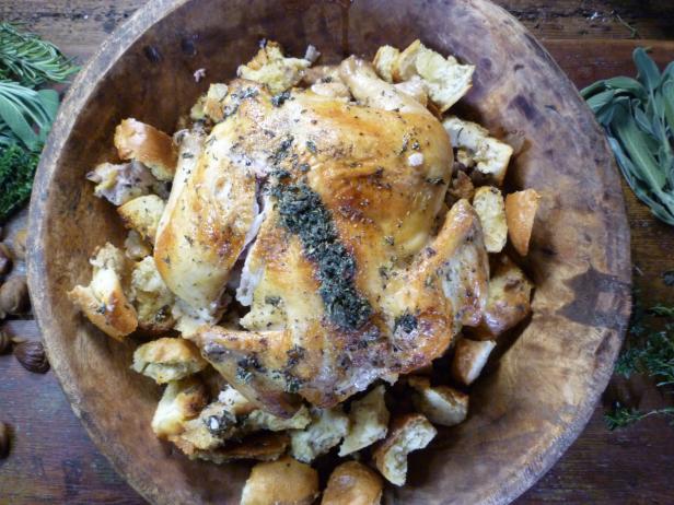 Simple Roast Chicken with Chestnut Breading