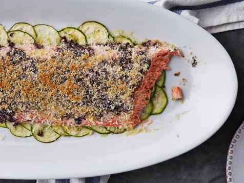 Slow-Cooked Salmon with Olive-Bread Crumb Sprinkle