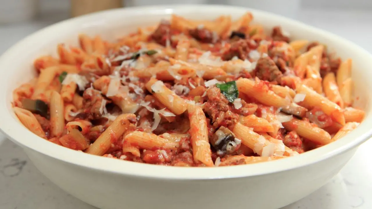 Eggplant and Sausage Penne