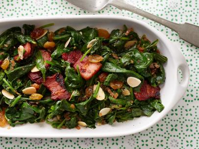 Food Network Kitchen's Healthy Spinach with Almonds, Paprika and Golden Raisins for Healthy Vegetable Side Dishes as seen on Food Network
