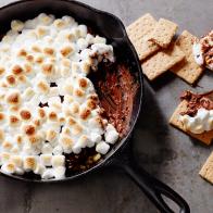 Sâ  MAUROS: SKILLET Sâ  MORESJeff MauroThe Kitchen/Fresh New Food IdeasFood NetworkUnsalted Butter, Walnuts, Mini Chocolate Chips, Mini Marshmallows, Graham Crackers