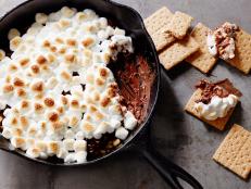 Sâ  MAUROS: SKILLET Sâ  MORESJeff MauroThe Kitchen/Fresh New Food IdeasFood NetworkUnsalted Butter, Walnuts, Mini Chocolate Chips, Mini Marshmallows, Graham Crackers