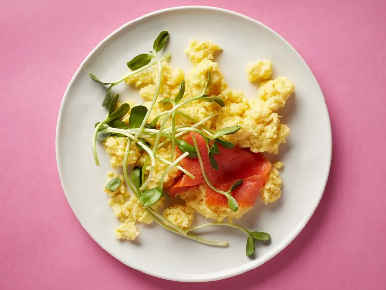 Food Network Kitchen's Scrambled Eggs with Smoked Salmon and Sprouts for Superfood Breakfast as seen on Food Network