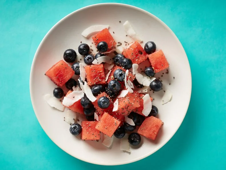 Food Network Kitchen's Watermelon Fruit Salad with Coconut and Chia Seeds for Superfood Breakfast as seen on Food Network