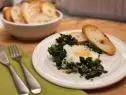 Sunny side-up eggs cooked in a nest of sautÂ©ed kale and leeks with some lowfat Greek yogurt, parmesan cheese and nutmeg stirred in, as seen on Food Network's The Kitchen, Season 1.,Sunny side-up eggs cooked in a nest of saut©ed kale and leeks with some lowfat Greek yogurt, parmesan cheese and nutmeg stirred in, as seen on Food Network's The Kitchen, Season 1.,Sunny side-up eggs cooked in a nest of sautÃ Â©ed kale and leeks with some lowfat Greek yogurt, parmesan cheese and nutmeg stirred in, as seen on Food Network's The Kitchen, Season 1.