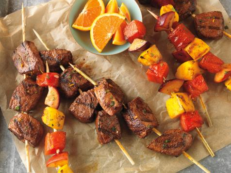 Citrus-Marinated Beef and Fruit Kabobs