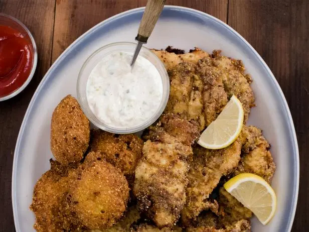 Fried Catfish with Country Remoulade and Beer Batter Hushpuppies