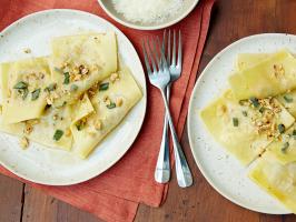 Roasted Butternut Squash Ravioli with Sage, Hazelnut and Brown Butter Sauce