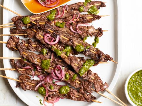 Beef Skewers with Cilantro Chimichurri