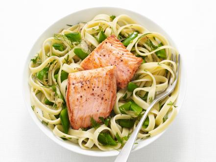 Fettuccine with Salmon and Snap Peas Recipe | Food Network Kitchen ...