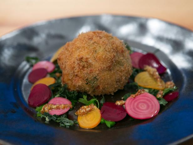 Crab Cake with a Soft-Boiled Egg Inside