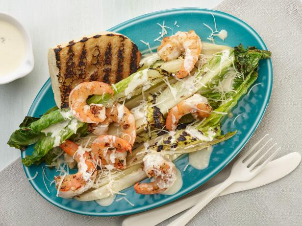 Chef Name: Food Network KitchenFull Recipe Name: Grilled Caesar Salad with ShrimpTalent Recipe: FNK Recipe: Food Network Kitchenâ  s Grilled Caesar Salad with Shrimp, as seen on Foodnetwork.comProject: Foodnetwork.com, SUMMER/APPETIZERS/PASTAShow Name: Food Network / Cooking Channel: