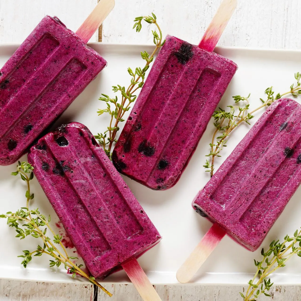 Refreshing Blueberry, Thyme & Sweet Cream Ice Pops